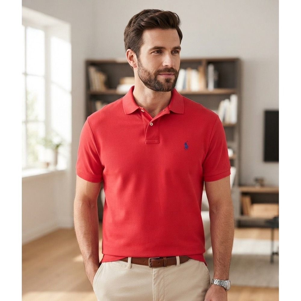 Polo Ralph Lauren Mens XL Red Short Sleeve Cotton Pique Pony Logo Polo Shirt